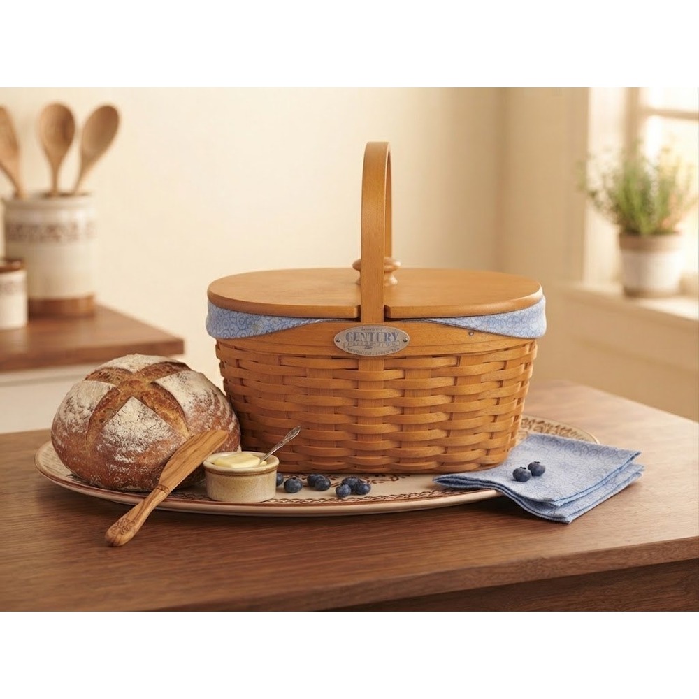 Longaberger Century Celebration 2000 Basket Set with Lid, Liner & Protector EUC